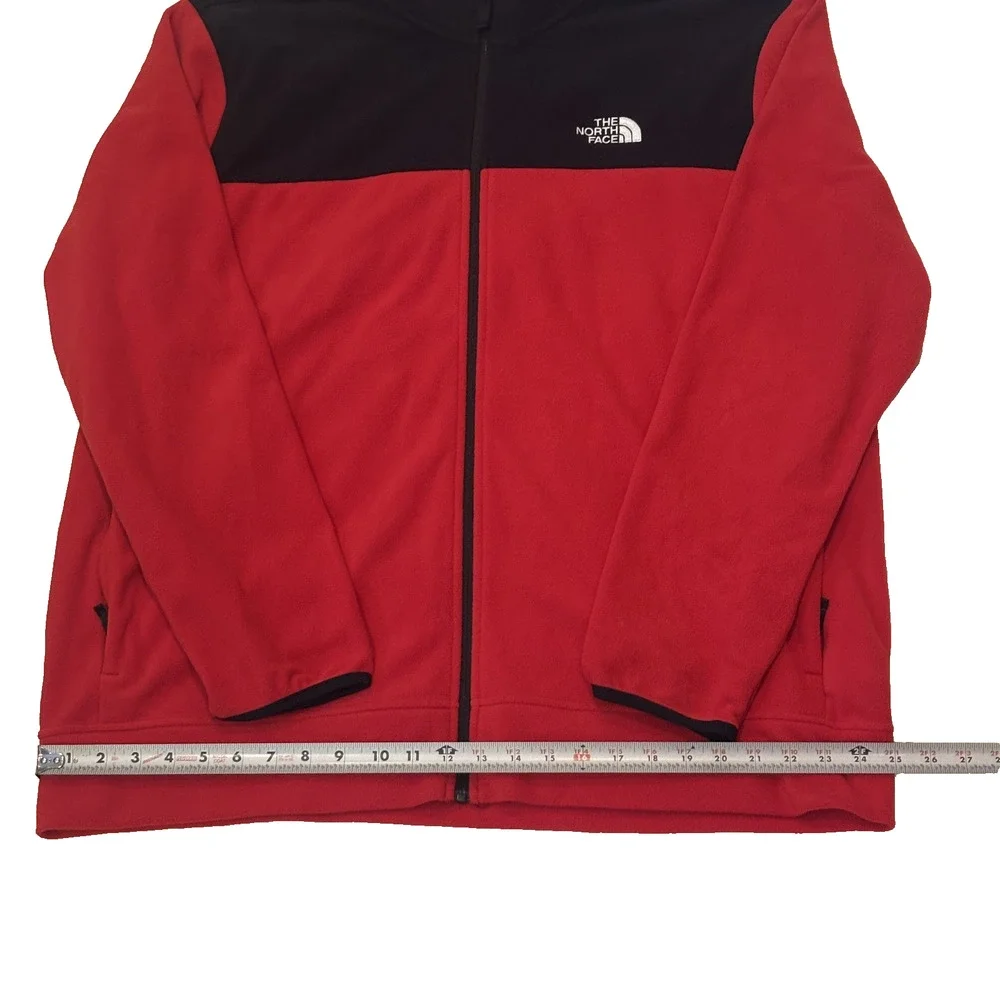 THE NORTH FACE MENS RED AND BLACK FLEECE FULL ZIP JACKET XXL HIKING OUTDOORS